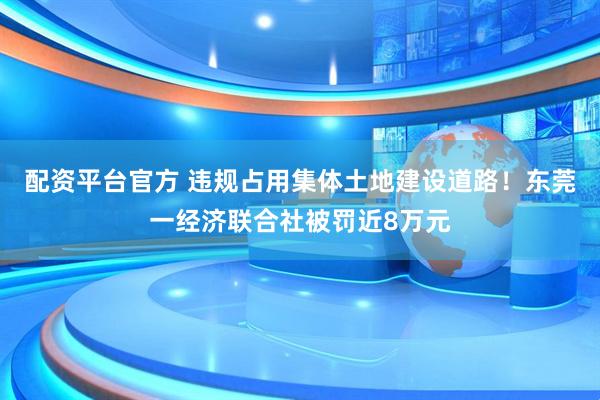配资平台官方 违规占用集体土地建设道路！东莞一经济联合社被罚近8万元